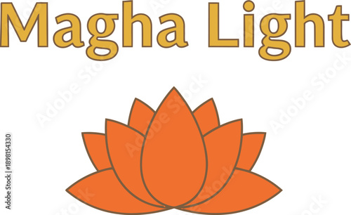 Magha Light lotus candle typography design vector illustration for Buddhist spiritual enlightenment and religious festival celebration on transparent background.