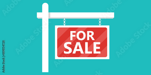 Iconic red For Sale sign essential real estate graphic Property market symbol for home buying selling investment new