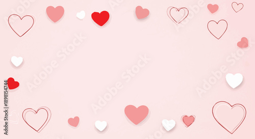 A seamless pink heart pattern illustration featuring romantic red heart shaped balloons and vector art decorations for a Valentine's Day celebration wallpaper design