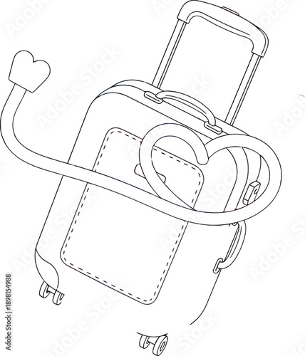 A whimsical illustration of a suitcase with arms and legs, ready for an adventure