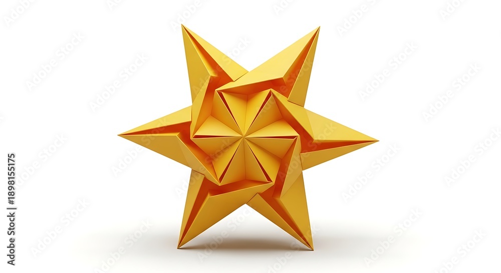 Fototapeta premium A golden origami star on a Transparent Background, symbolizing luck and creativity