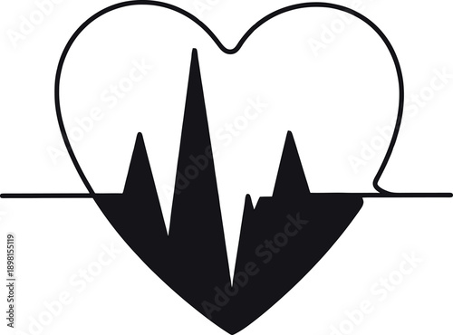 A heart-shaped silhouette with a mountain range inside, symbolizing love for nature and adventure.