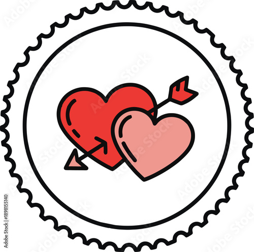 A heartfelt illustration of two hearts with an arrow piercing through them