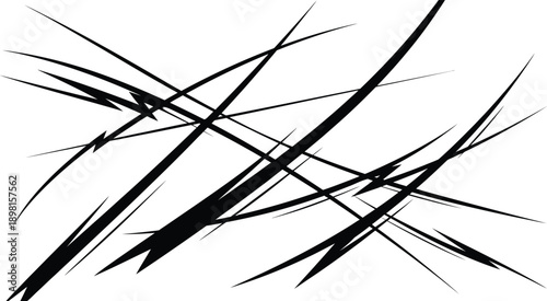 Black abstract lines on white background shapes
