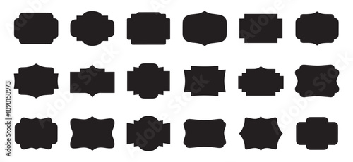 Set of black vintage labels and decorative badges