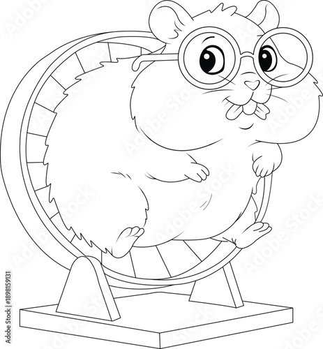 Cute Hamster Coloring Page for Kids - Simple Black and White Line Art Illustration