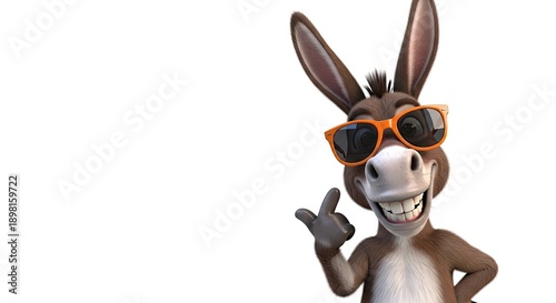A cartoon donkey wearing sunglasses and giving a thumbs up