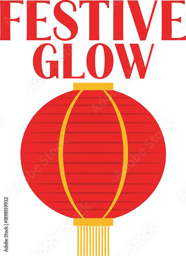 Festive Glow lantern typography design vector illustration for asian holidays cultural celebration and glowing illumination projects on transparent background.