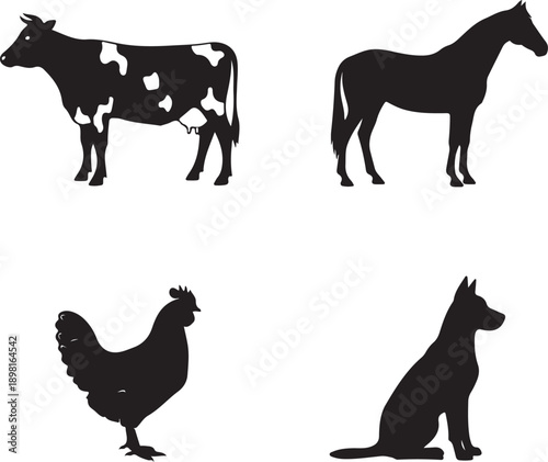 cow horse chicken dog