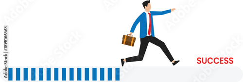 Progress from start to success. Challenge your progress and win the race. Mission accomplished to complete the project. Entrepreneurs run from scratch to success
