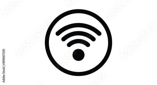 Simple black wifi signal icon within a circle a graphic silhouette