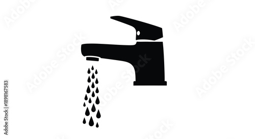 Black faucet with dripping water a striking silhouette