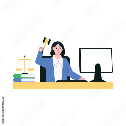 Judge Holding Gavel Vector illustration. EPS 10 file			