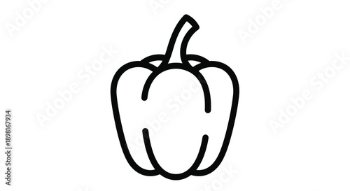 Simple line art drawing of a bell pepper silhouette