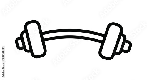 Simple black outline of a barbell for weightlifting a sleek silhouette