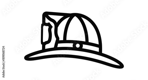 Simple line drawing of a safari hat black and white silhouette