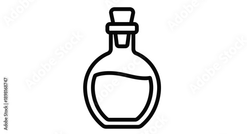 Simple line drawing of a bottle with a stopper silhouette