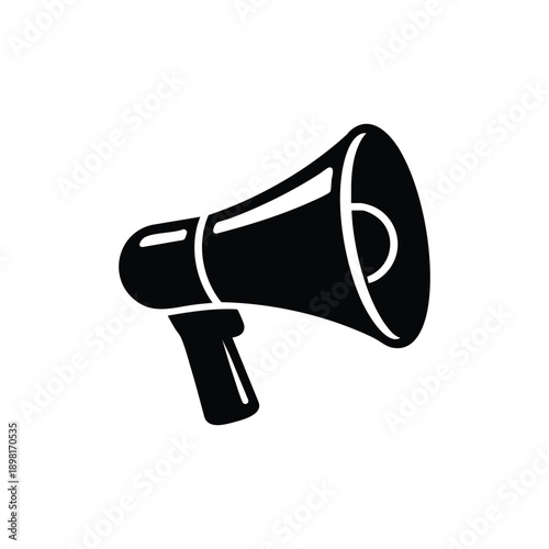 Black and white megaphone icon vector illustration for announcement and promotion