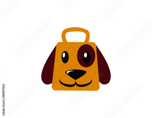 Cartoon dog face on a luggage tag with a United Kingdom Flag – Union Jack Background