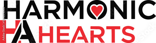 Harmonic Hearts music notes heart typography design vector illustration for romantic audio passion and artistic melody on transparent background.