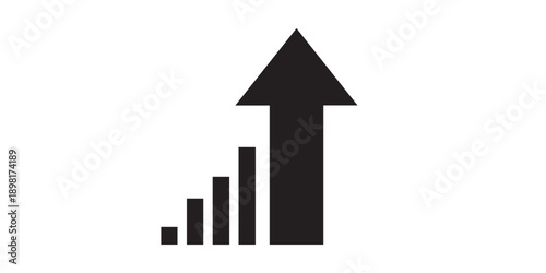 Graphic illustration of upward growth trend with increasing bars and arrow