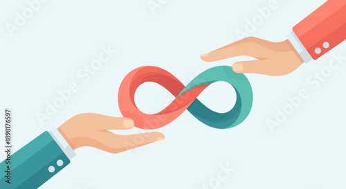 Two hands hold an infinity symbol, representing connection and collaboration