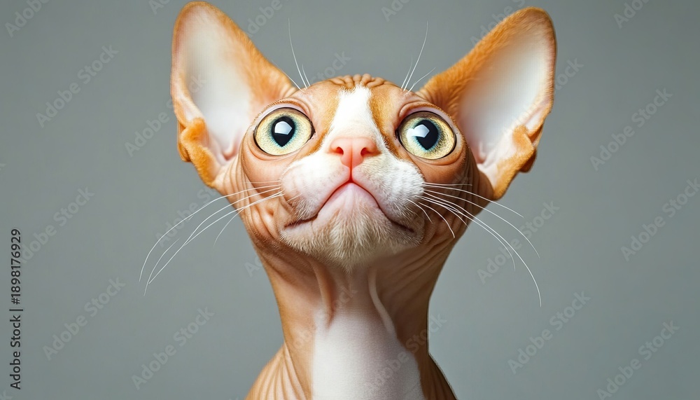 Obraz premium Stunning Close-Up Portrait of a Sphynx Cat, Capturing Its Unique Features and Bold Character