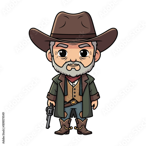 Cartoon cowboy character with gun and western outfit