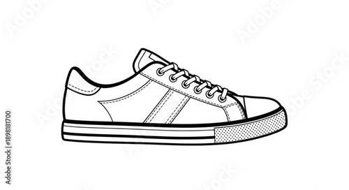 Hand drawn sketch of a classic canvas sneaker shoe.