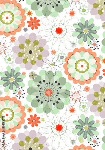 Fleurs graphiques printanières colorées pastel en all-over