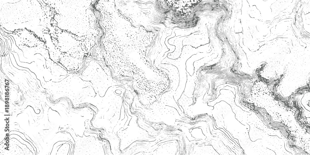 Obraz premium Detailed topographic map contour lines and stippled texture representing terrain elevation and land topography