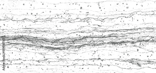 Abstract monochrome horizontal lines and dots texture pattern with layered wavy bands and circular shapes