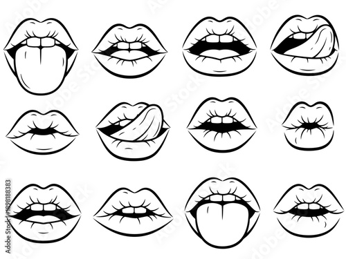 Various mouth and lip expressions