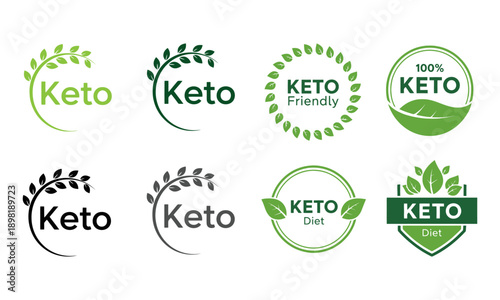 Keto diet logos and labels collection