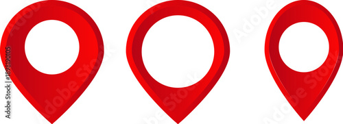 Modern red location pins for navigation and mapping