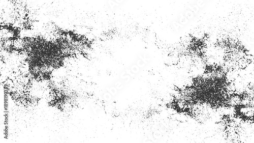 Black speckle grunge texture on white background with scattered dark particles and irregular shapes abstract