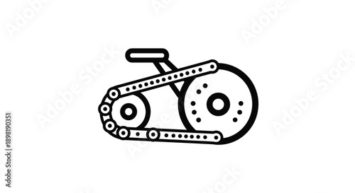 Bicycle chain and gear mechanism is represented in a simple black and white line icon showing the drive system of a standard bike.