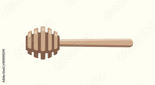 Wooden honey dipper icon is shown horizontally with its characteristic grooved head used for drizzling honey from a jar or container.