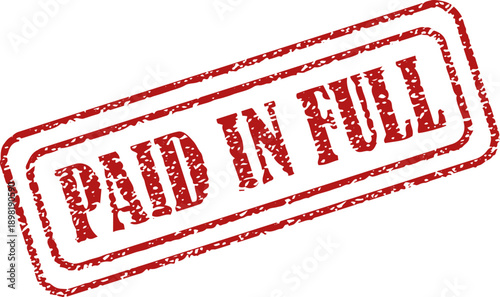 Paid in full stamp for completed transactions and financial documents