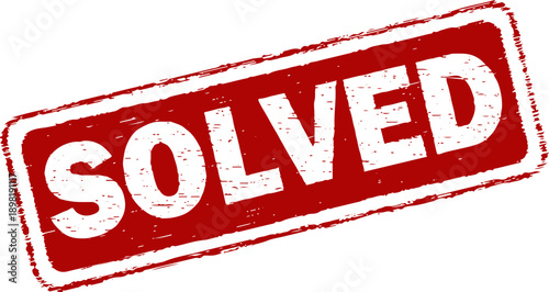 Red solved stamp for success and achievement