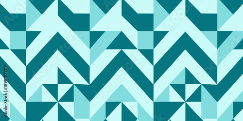 Geometric pattern featuring triangles and chevrons in various shades of blue, creating a visually appealing design from a close-up viewpoint