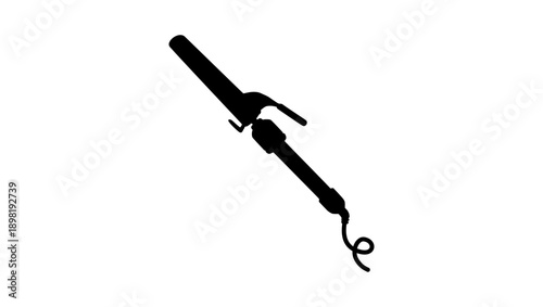 Curling iron device, black isolated silhouette