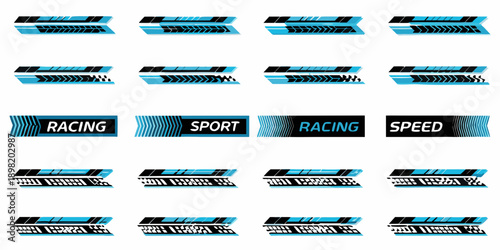 Collection of speed and racing themed graphic elements and text banners
