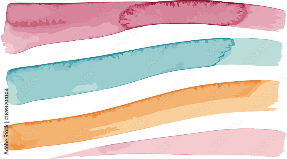 Obraz premium Abstract Watercolor Brush Strokes Vector Set with Soft Pastel Paint Textures and Artistic Lines