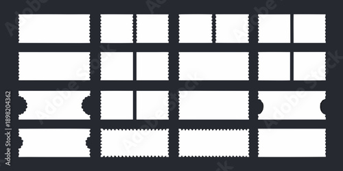 Arrangement of white rectangular film frames on a black background