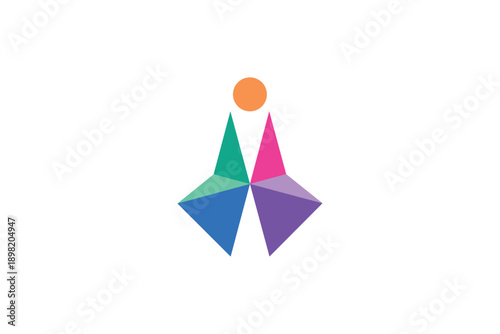 Modern Abstract Geometric Person Logo with Meditation Concept