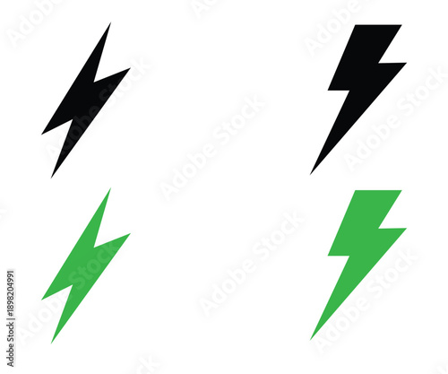 Four lightning bolts in two colors.