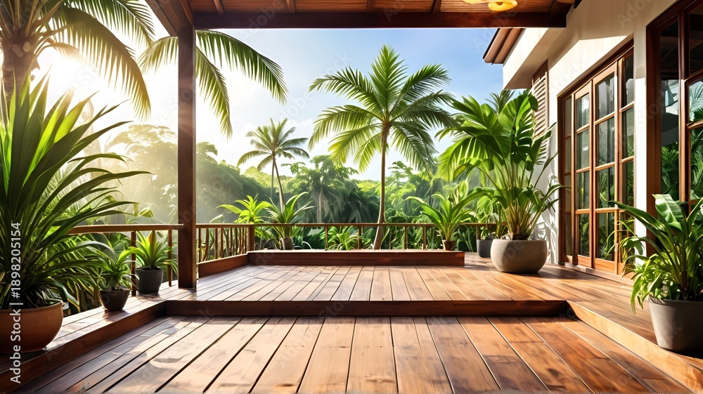 Fototapeta premium tropical garden with palm trees