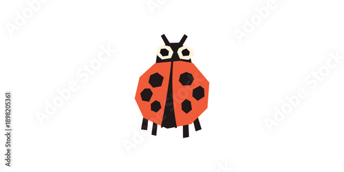 Ladybug insect cutout cute handmade for kids. Cute ladybug artwork for children posters and stickers.