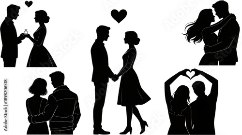 Romantic Moments: A collection of silhouettes capturing intimate moments, perfect for conveying themes of love, romance, and commitment.